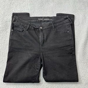 Old Navy Jeans Women 16 Black RockStar 35x28 Denim High Rise Cotton Pants Slim